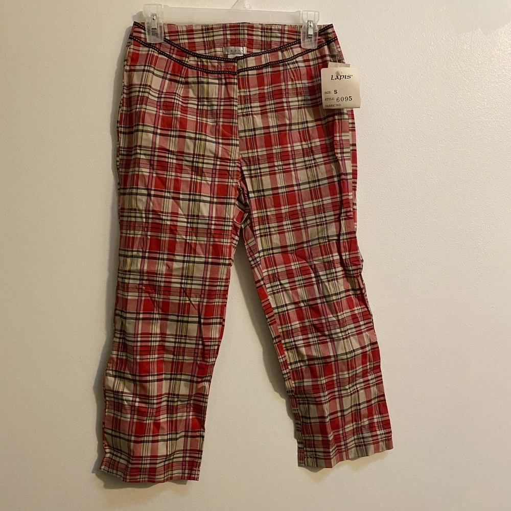 Vintage Lapis Plaid Capris